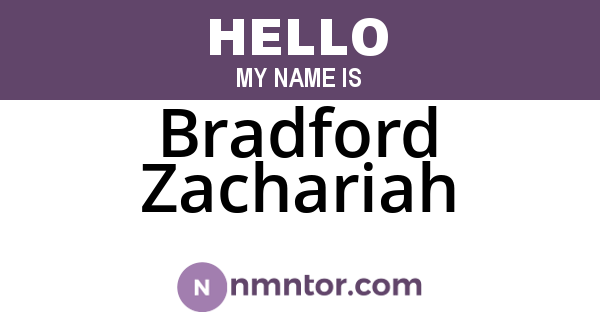 Bradford Zachariah