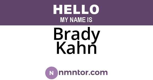 Brady Kahn