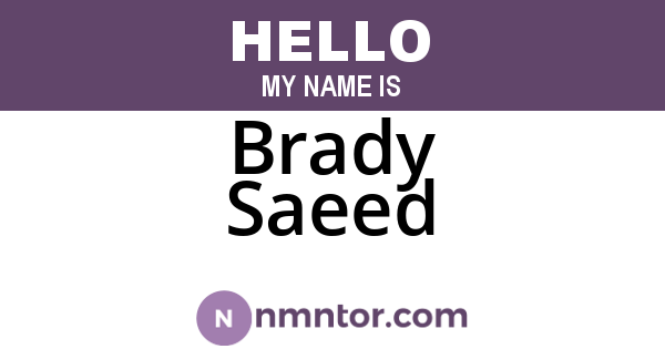 Brady Saeed