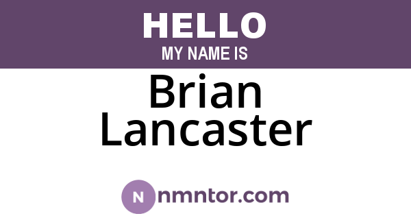 Brian Lancaster