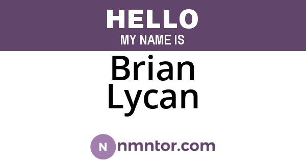 Brian Lycan