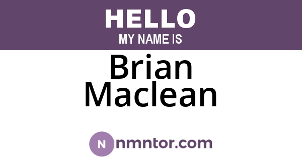 Brian Maclean