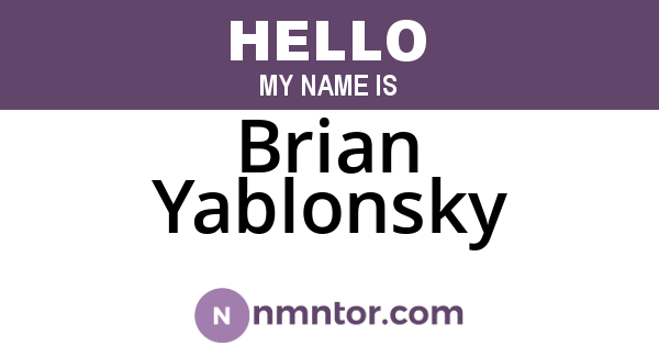 Brian Yablonsky
