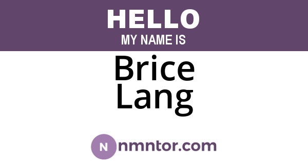 Brice Lang