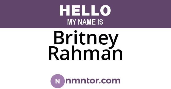 Britney Rahman