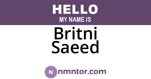 Britni Saeed