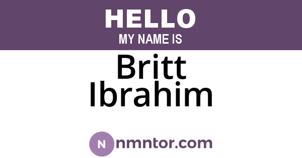 Britt Ibrahim