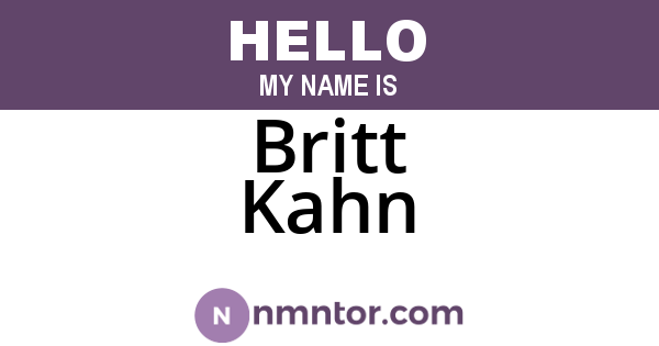Britt Kahn