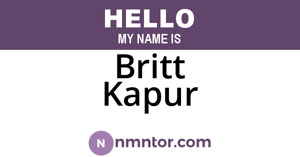 Britt Kapur