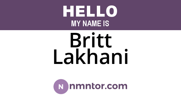 Britt Lakhani