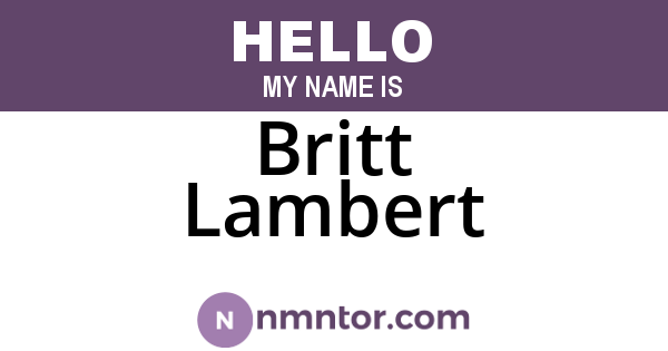 Britt Lambert