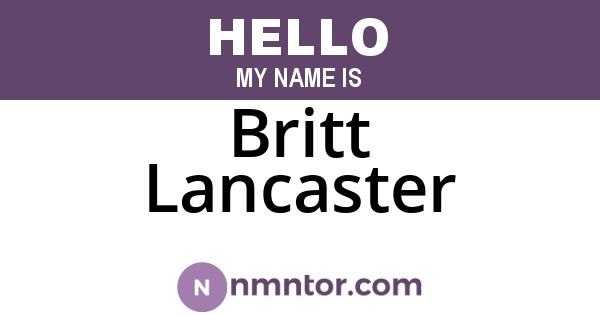 Britt Lancaster