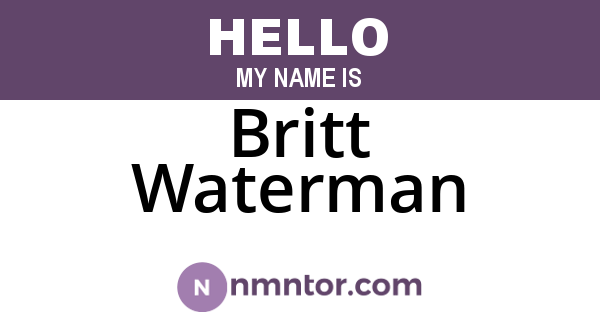 Britt Waterman