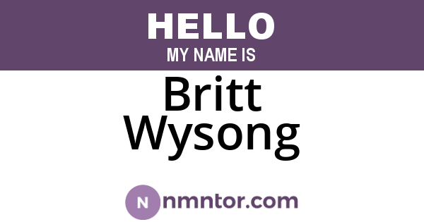 Britt Wysong