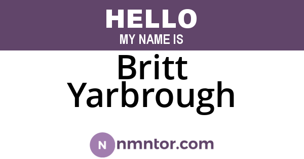 Britt Yarbrough