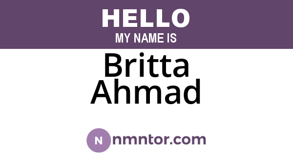 Britta Ahmad
