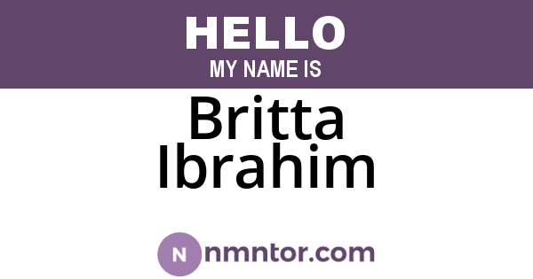 Britta Ibrahim