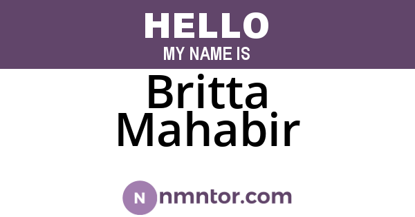 Britta Mahabir