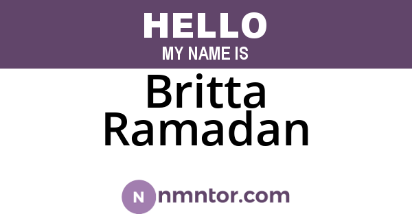 Britta Ramadan