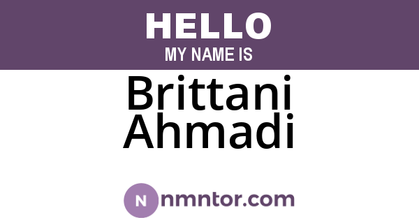 Brittani Ahmadi
