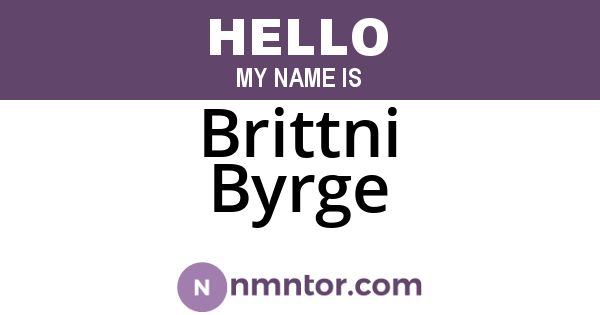 Brittni Byrge