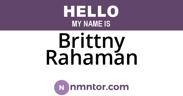 Brittny Rahaman
