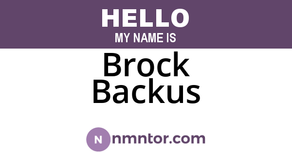 Brock Backus