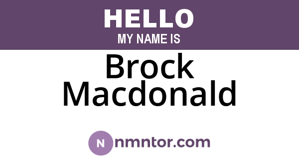 Brock Macdonald