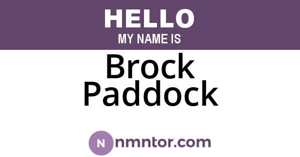 Brock Paddock