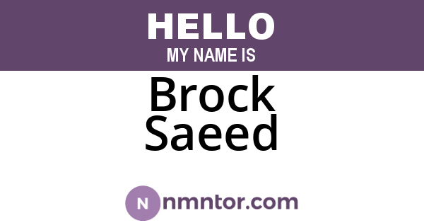 Brock Saeed
