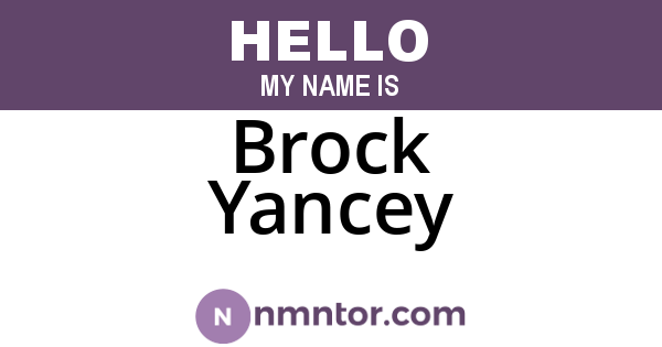 Brock Yancey