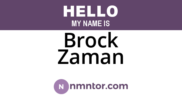 Brock Zaman