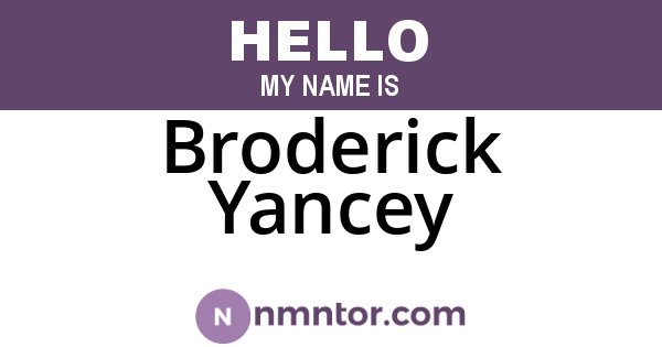 Broderick Yancey