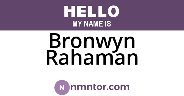Bronwyn Rahaman