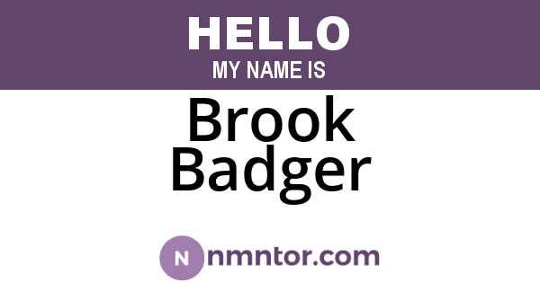 Brook Badger