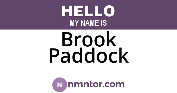 Brook Paddock