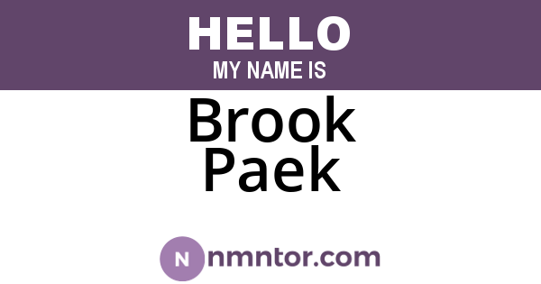 Brook Paek