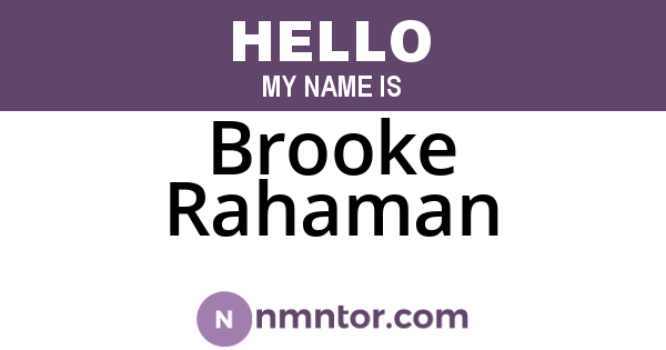 Brooke Rahaman