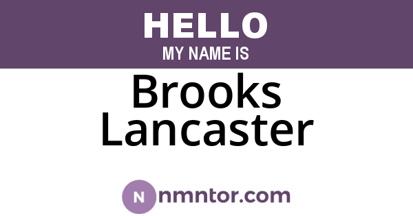 Brooks Lancaster