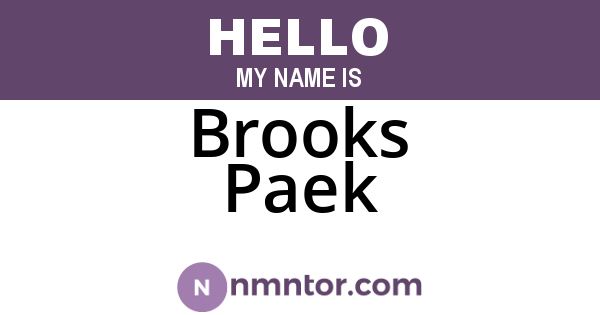 Brooks Paek