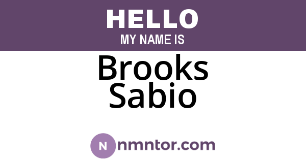 Brooks Sabio