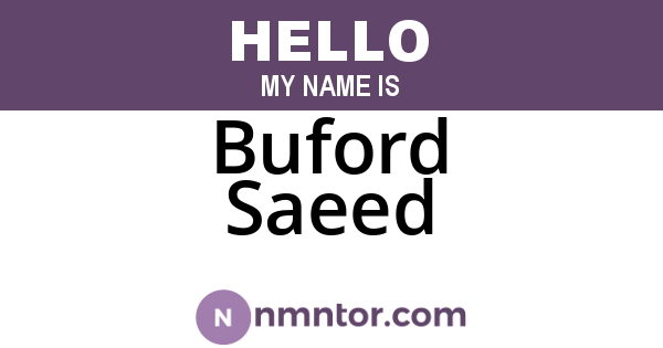 Buford Saeed