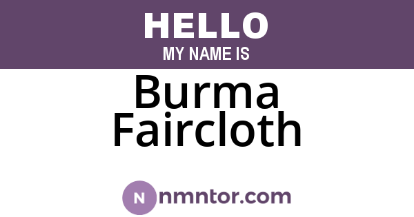 Burma Faircloth
