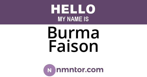 Burma Faison
