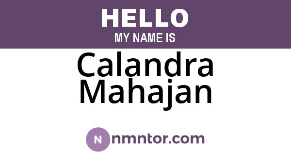 Calandra Mahajan