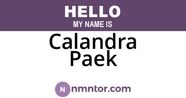 Calandra Paek