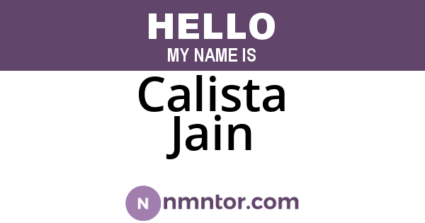 Calista Jain