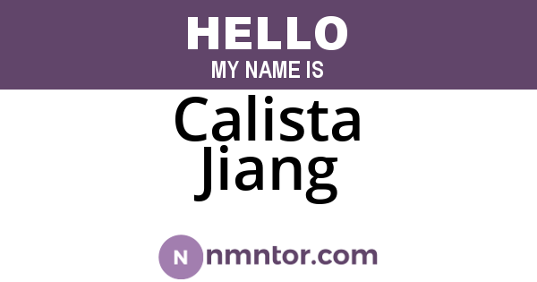 Calista Jiang