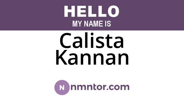 Calista Kannan