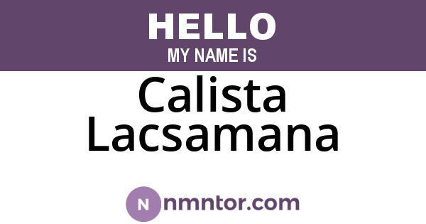 Calista Lacsamana